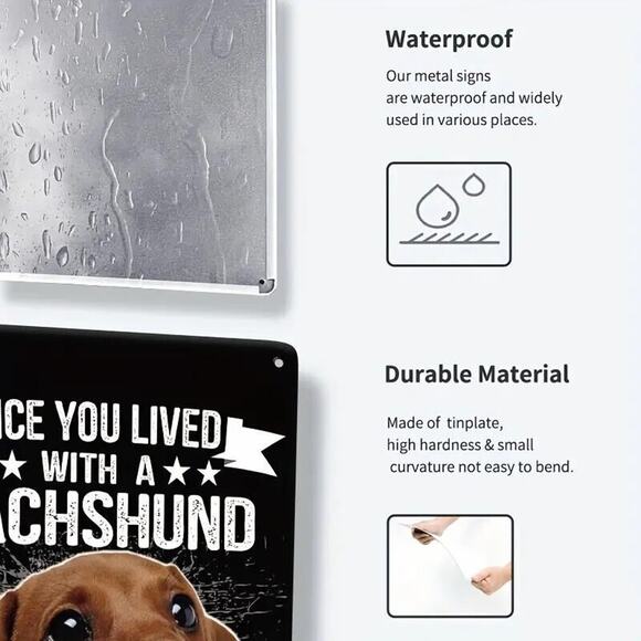 Tin Sign •Baby Doxie •Once You’ve Lived With A Dachshund You Can’t Live Without - Picture 3 of 8